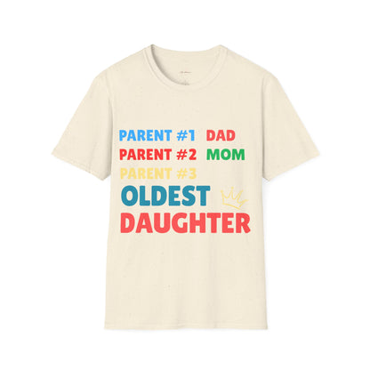 Family Role Unisex T-Shirt, Parent Shirt, Oldest Daughter Tee, Fun Family Gift, Casual Wear for Holidays, Matching Family Outfits