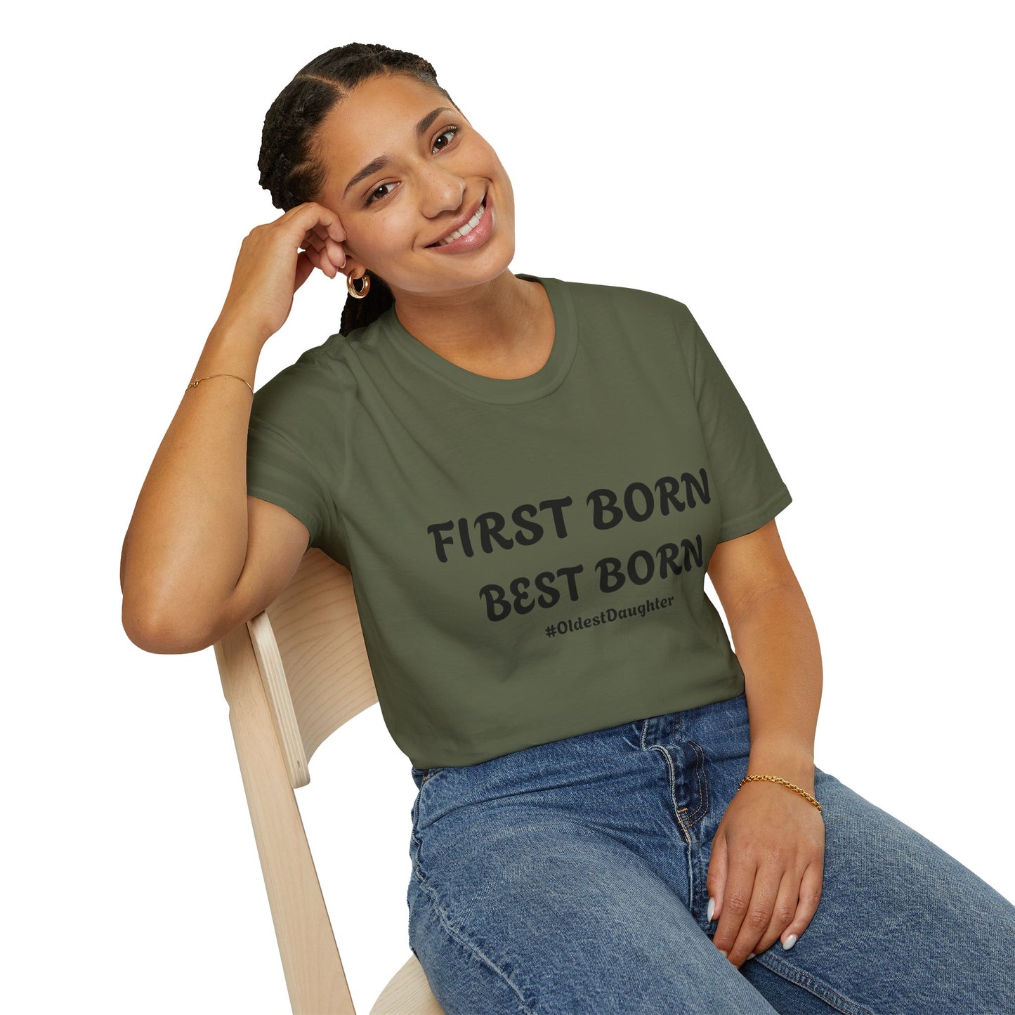 First Born Best Born Unisex Softstyle T-Shirt | Perfect Gift for Oldest Daughters, Birthday, Celebration, Family Tees, Casual Wear