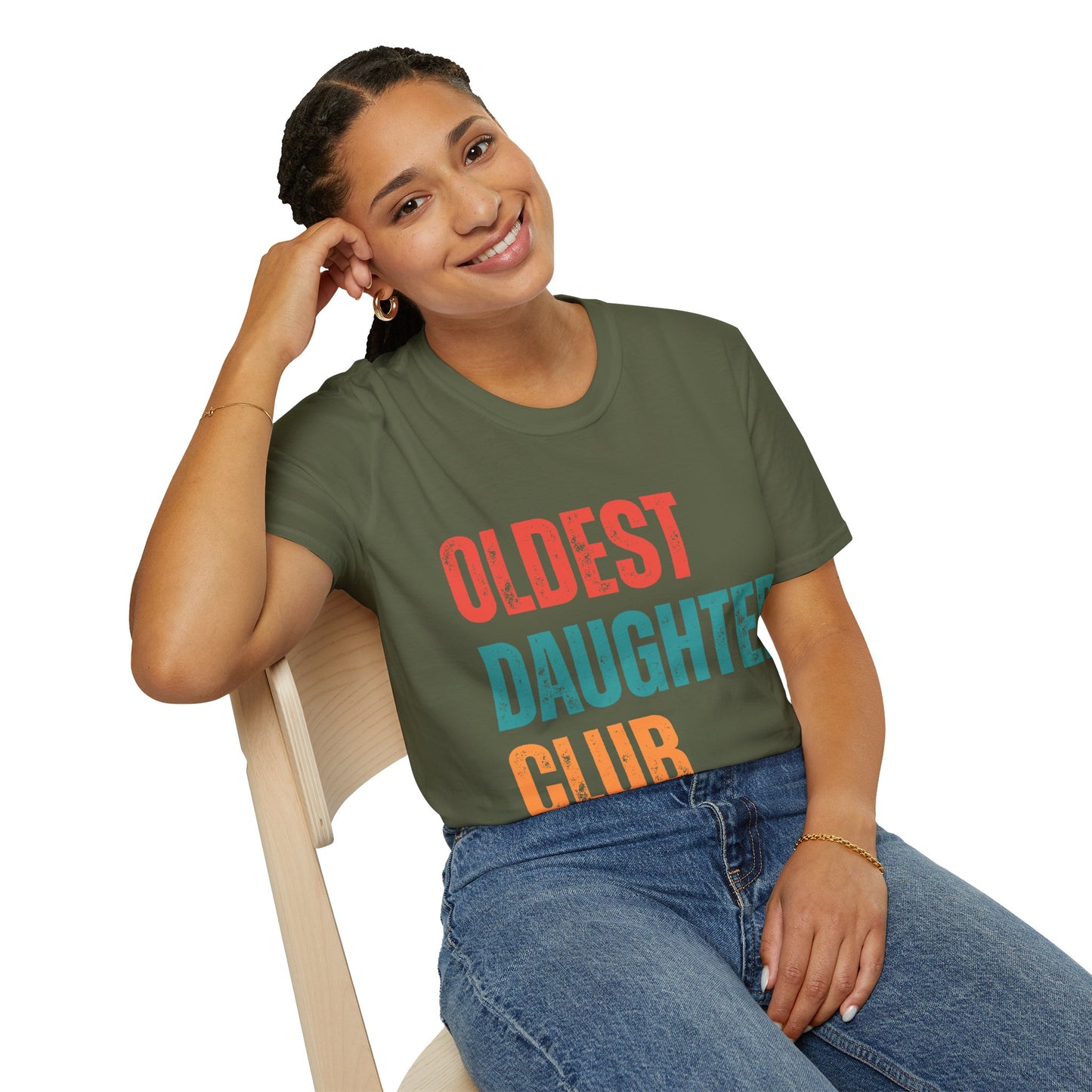 Oldest Daughter Club T-Shirt, Birthdays, Club Apparel, Family Vibes, Gifts for Sisters, Unisex Softstyle Tee