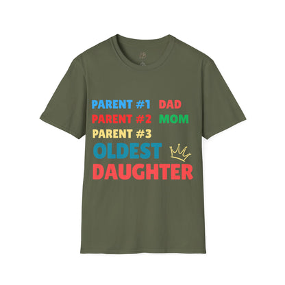 Family Role Unisex T-Shirt, Parent Shirt, Oldest Daughter Tee, Fun Family Gift, Casual Wear for Holidays, Matching Family Outfits
